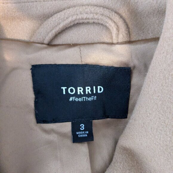 TORRID Camel Brown Double Breasted Lined Mid-Length Coat; Size 3X (22/24) - Picture 3 of 5